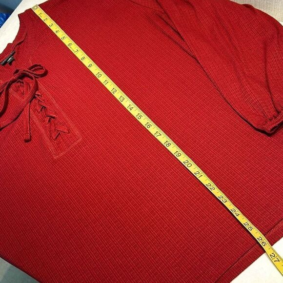 Torrid Texture Jersey Lace-Up Drop Shoulder Top Blouse Sz 2 2XL Burnt Red Crimso - Picture 6 of 7